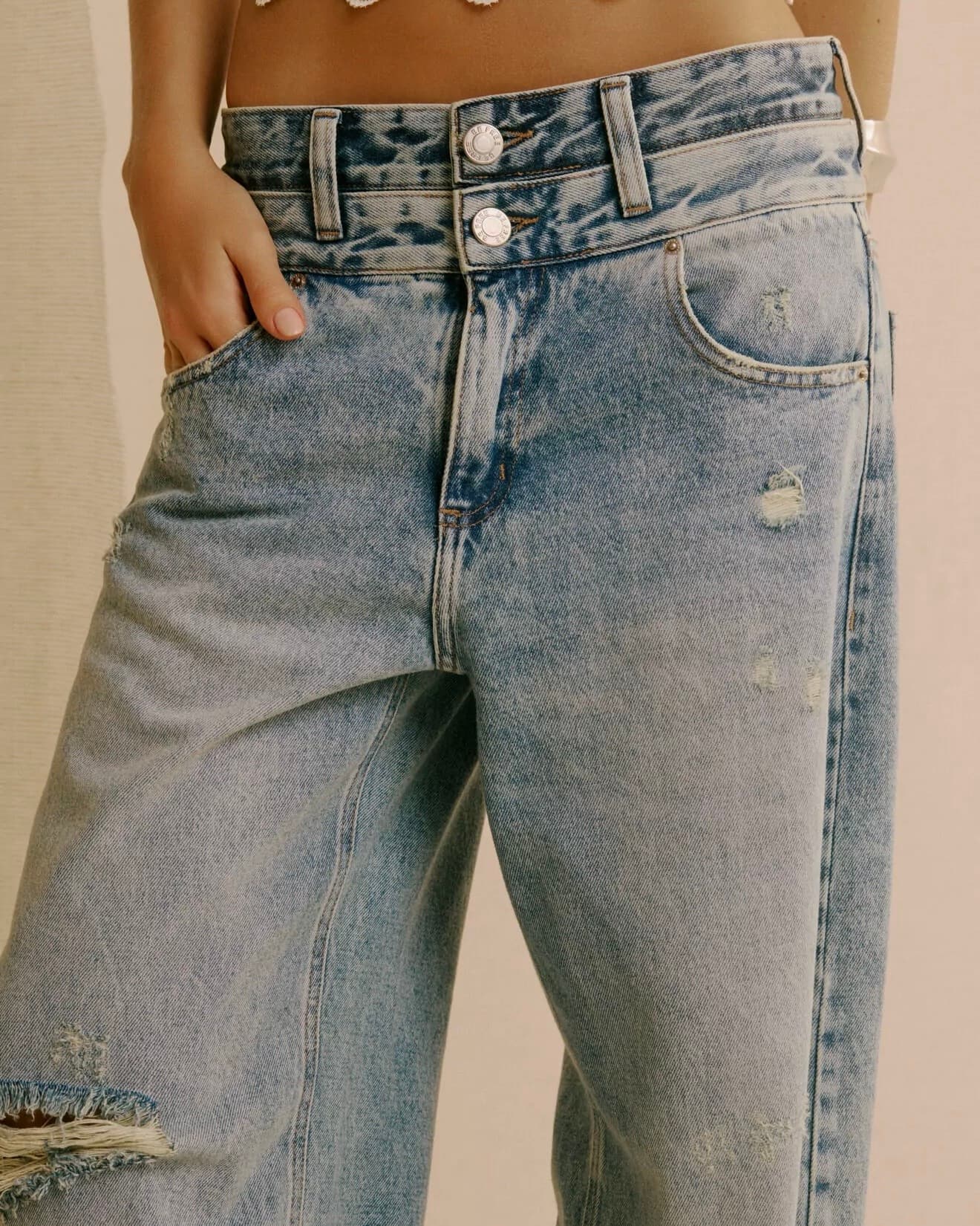 Calça bag cós duplo